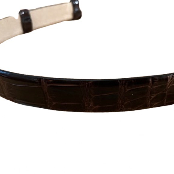 Brown Genuine Alligator Belt Adjustable Size Excellent Pre-owned Condition - Picture 5 of 9